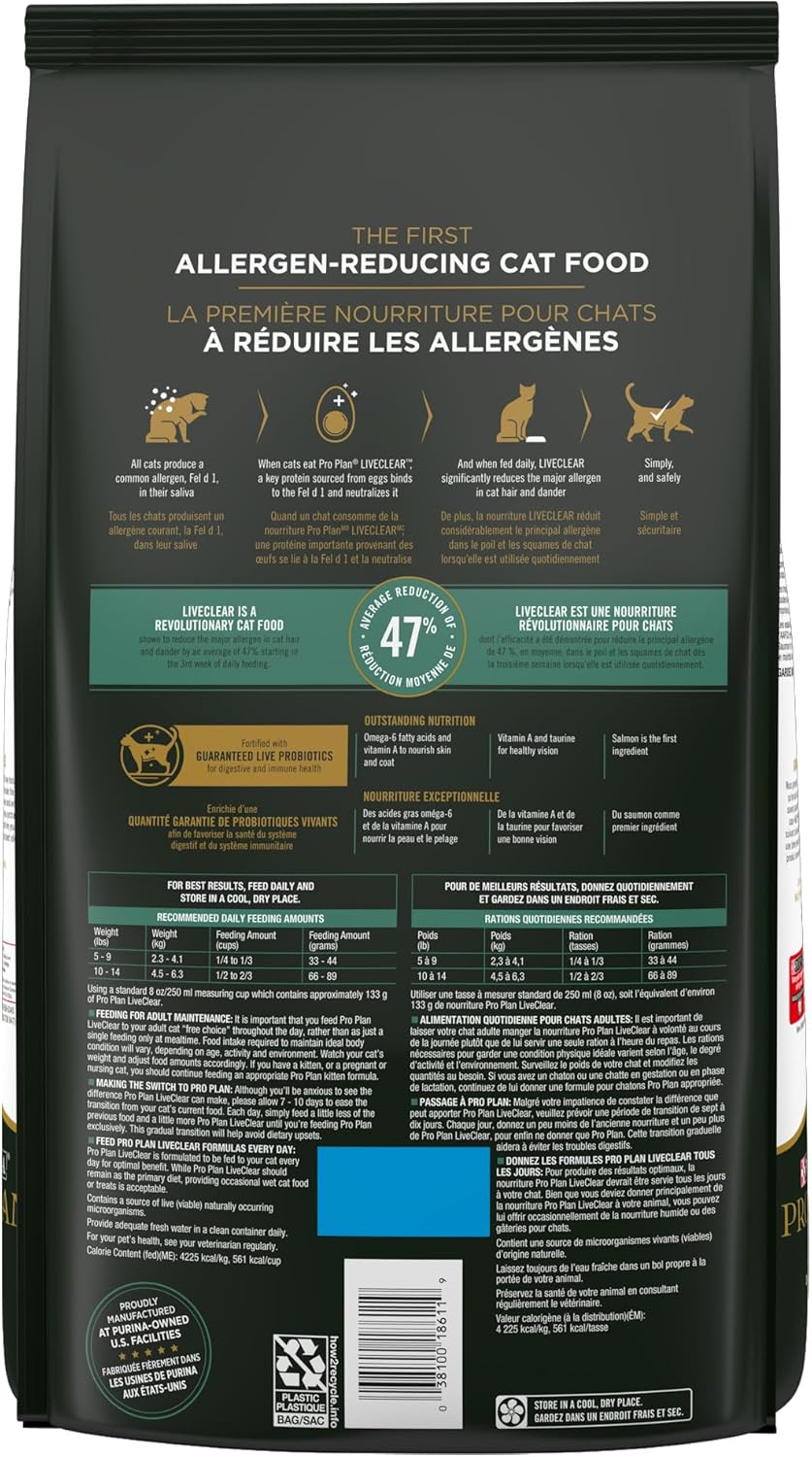 Purina Pro Plan Gato Adulto Live Clear Todos los Tamaños Sabor Salmón y Arroz 3.18Kg