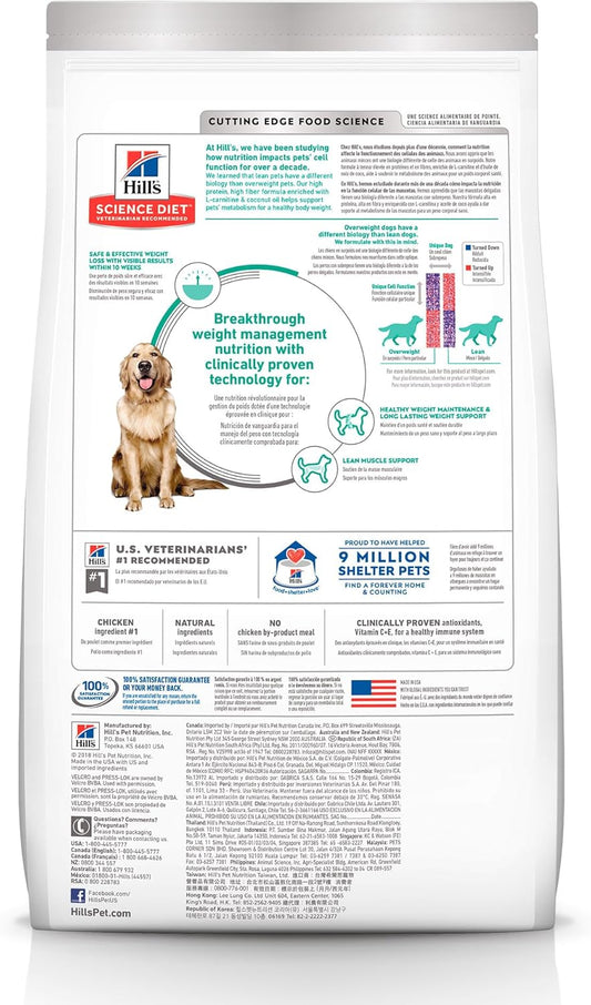 Hill's Science Diet Perfect Weight, Croquetas para Perro Adulto para Control De Peso, Sabor Pollo 11.3Kg