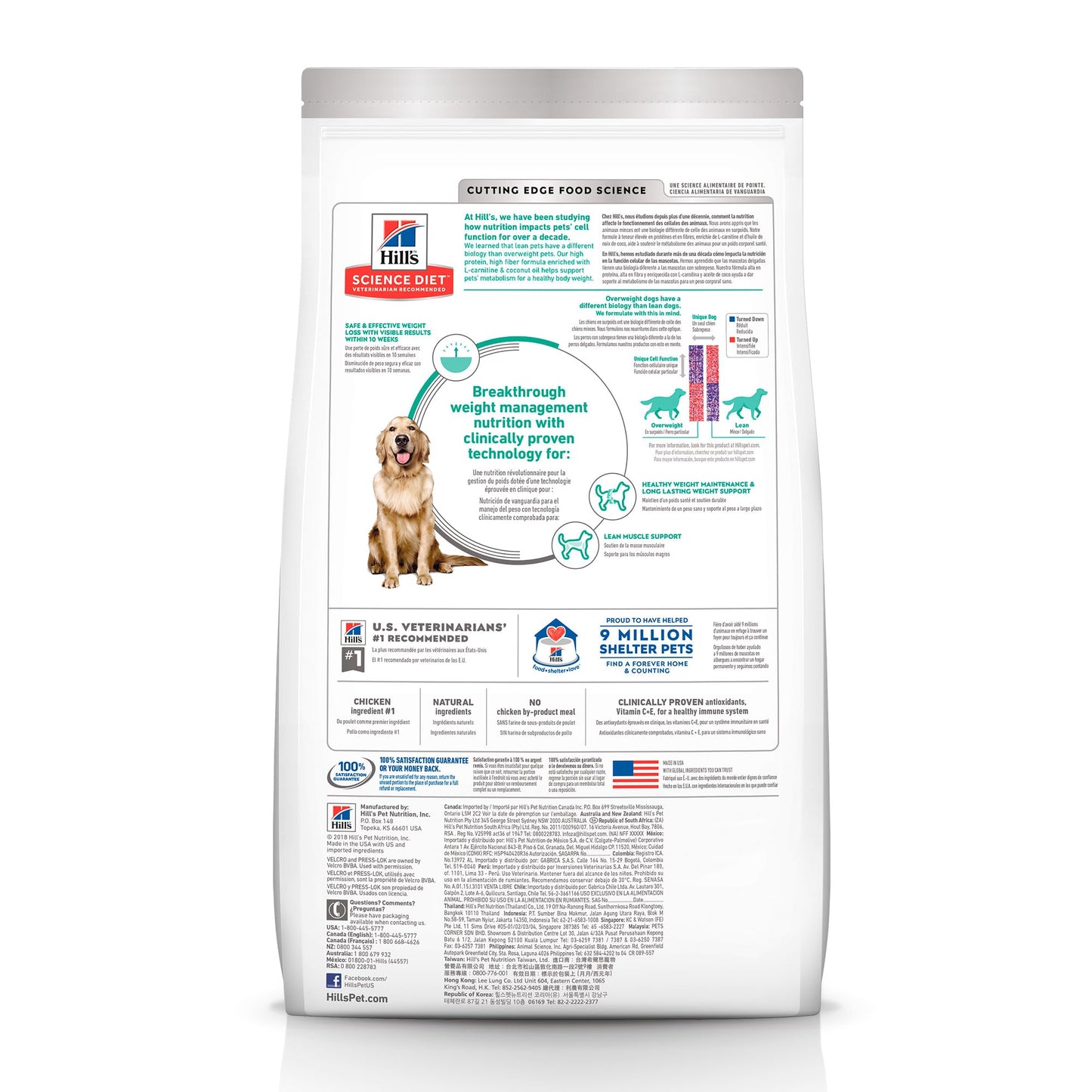 Hill's Science Diet Perfect Weight, Croquetas para Perro Adulto para Control De Peso, Sabor Pollo 1.8Kg