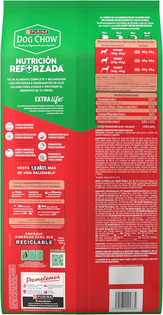 Purina Dog Chow Adulto Raza Mediana y Grande Sabor Carne y Pollo 4Kg