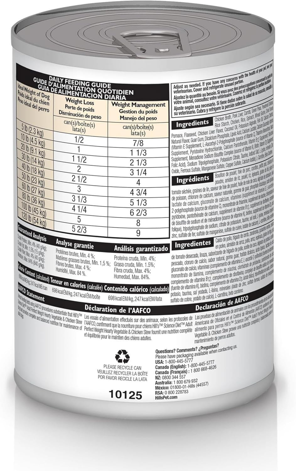 Hill's Science Diet Perfect Weight Alimento Húmedo En Lata Control De Peso Perro Adulto 354G (12 Pack)