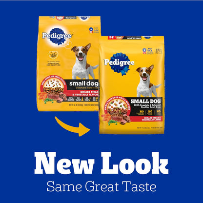 Deliciously Nutritious Dry Dog Food for Adult Small Breeds - Grilled Steak & Vegetable Flavor, 14 Lb. Bag