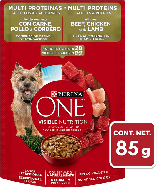 Purina One Adulto Todos los Tamaños Multi Proteinas Sabor Pollo y Carne 24pack de 85g