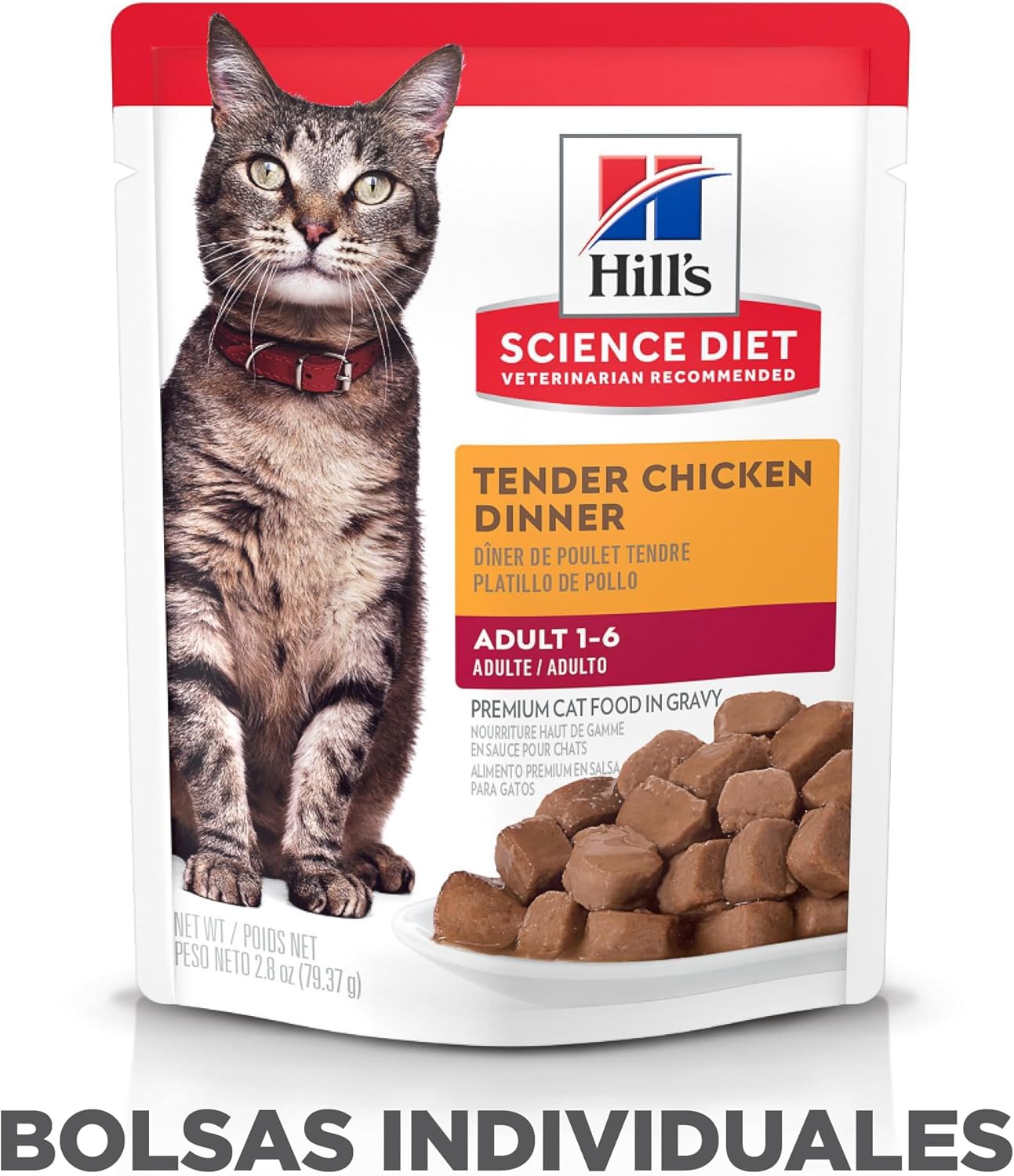 Hill's Science Diet Adult, Alimento Húmedo En Pouch para Gatos Adultos, Platillo De Pollo, 24 Pack C/U 79 G