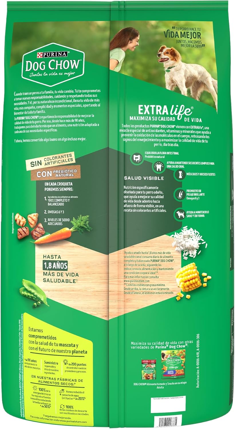 Purina Dog Chow Adulto Todos los tamaños Sabor Carne y Pollo 18Kg