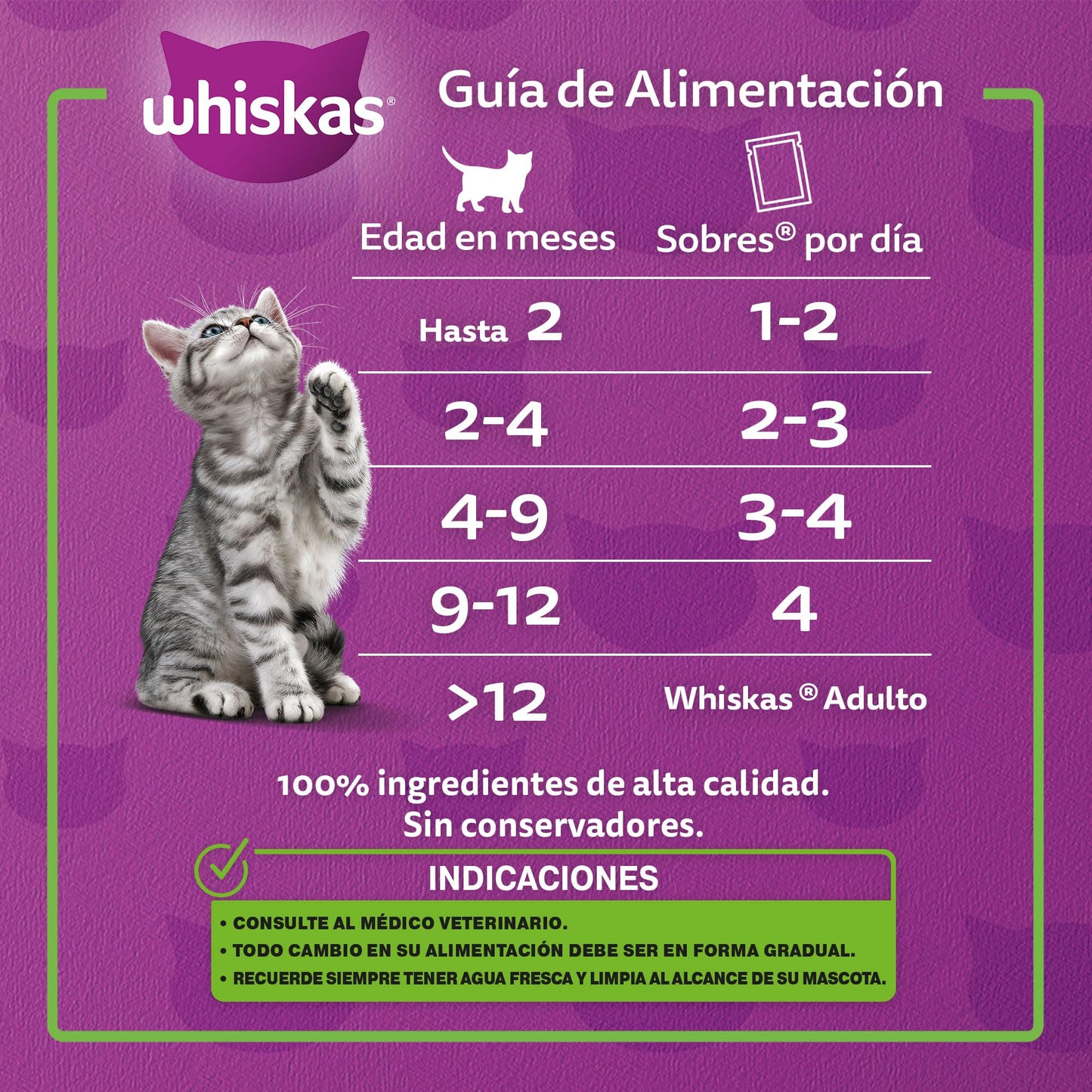 WHISKAS - Alimento Húmedo para Gatitos, Sabor Atún, con Proteína, Zinc, Vitamina E y Fibra, 24 Sobres para Gato, 85 gr. c/u