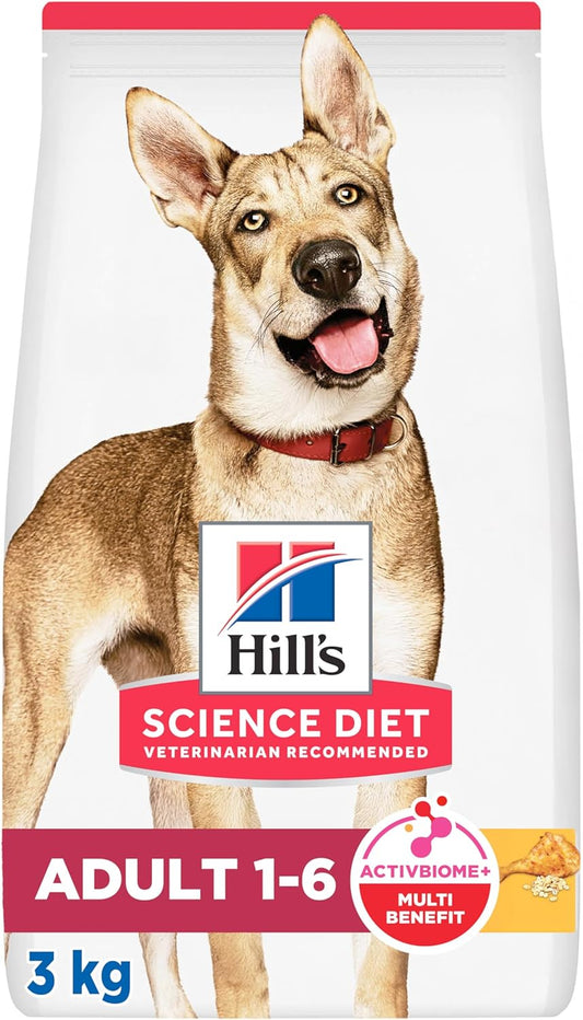 Hill's Science Diet, Croquetas para Perro Adulto Sabor Pollo 3 kg, Ayuda a Construir Las Bases para la Salud a Largo Plazo, Piel y Pelaje Sanos