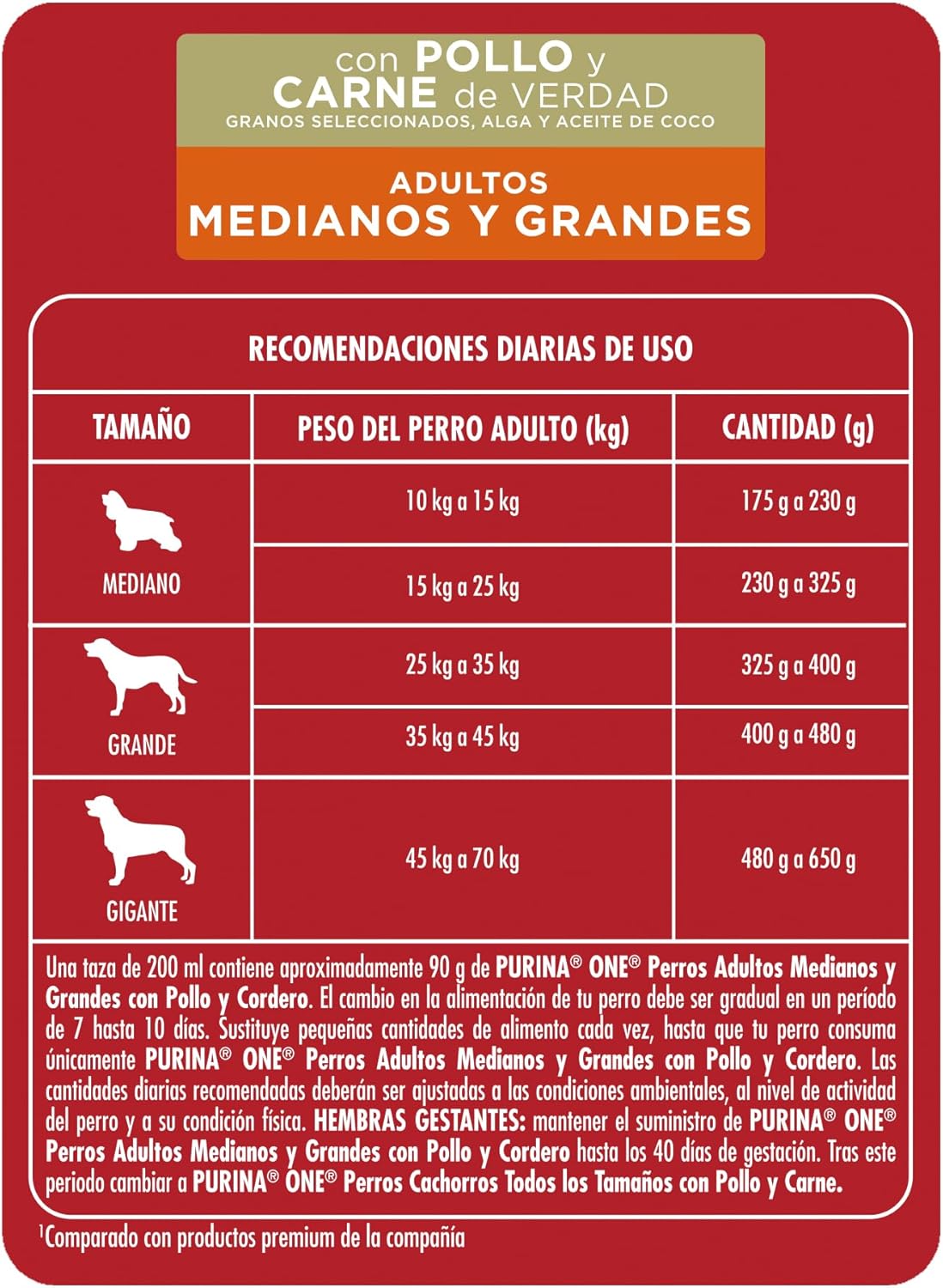 Purina One Dry Perro Adult M/L Meat 4x3.5kg MX