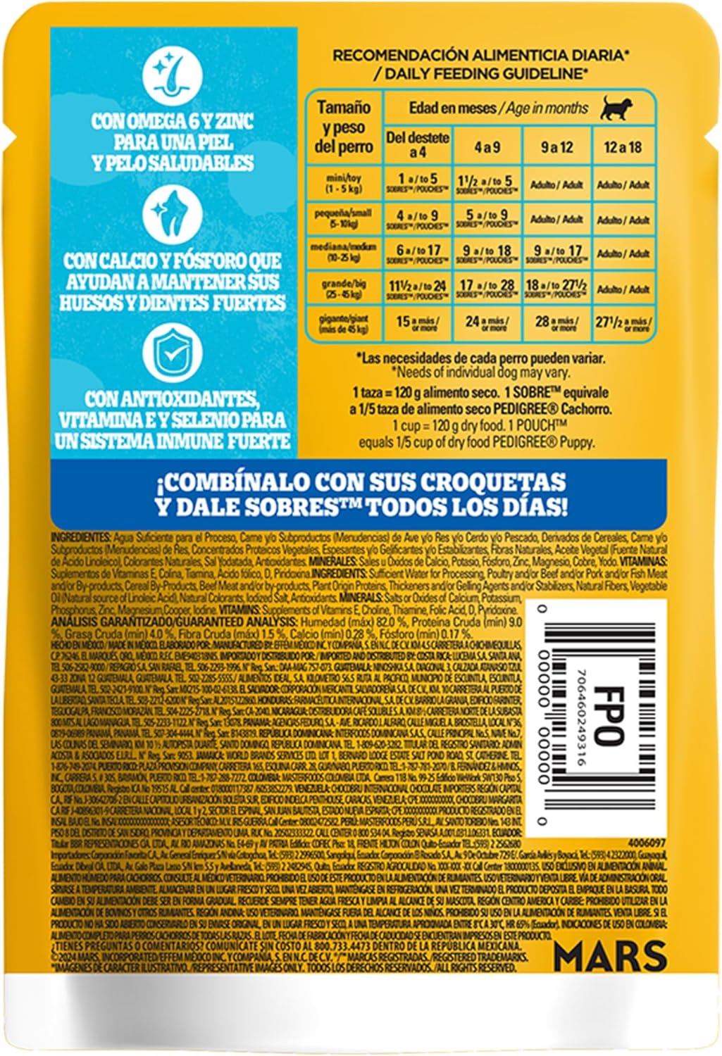 Pedigree - Sobres para Perro Cachorro, Res En Filetes, Nutrición para tu Mascota, Proteínas y Fibras, 24 Sobres
