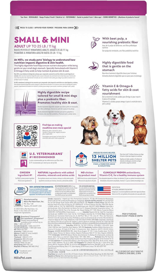 Hill's Science Diet Small & Mini, Croquetas para Perro con Piel Y Estomago Sensible, Raza Pequeña, Sabor Pollo 6.8Kg