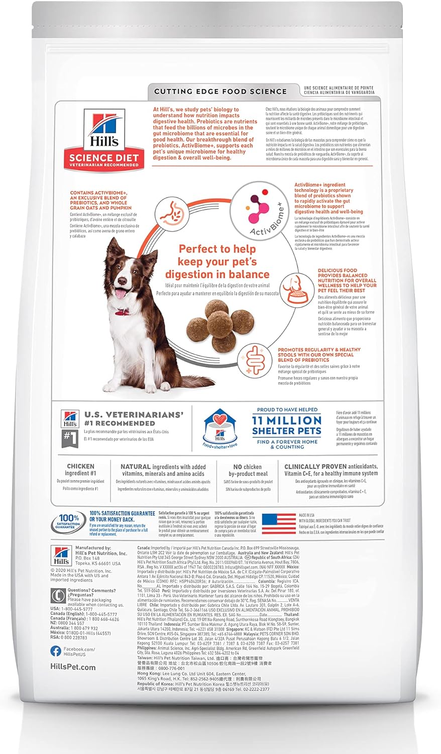 Hill's Science Diet Perfect Digestion, Croquetas para Perro Adulto, Cuidado Digesitvo Sabor Pollo 10Kg