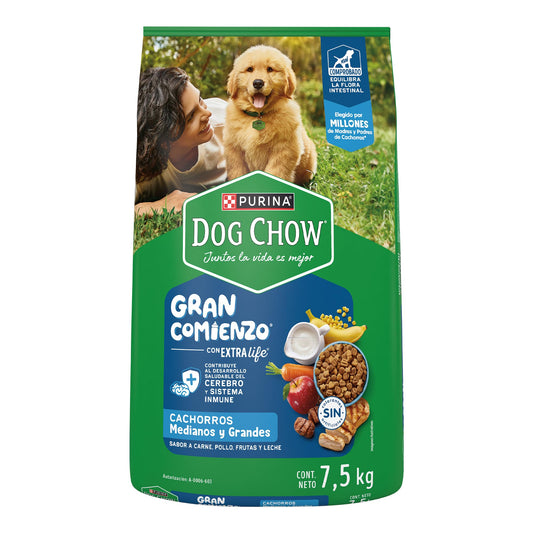 Purina Dog Chow Cachorro Raza Mediana y Grande Sabor Carne, Pollo y Frutas 7.5Kg