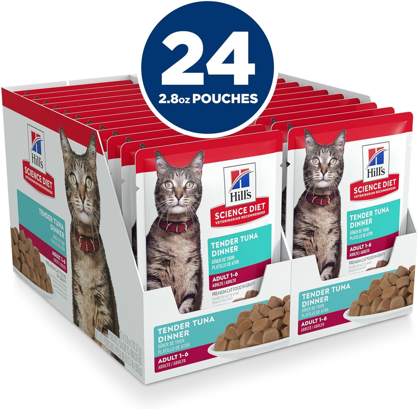 Hill's Science Diet Adult, alimento húmedo en Pouch para Gato Adulto, platillo de atún 12 x 79 g Pouch