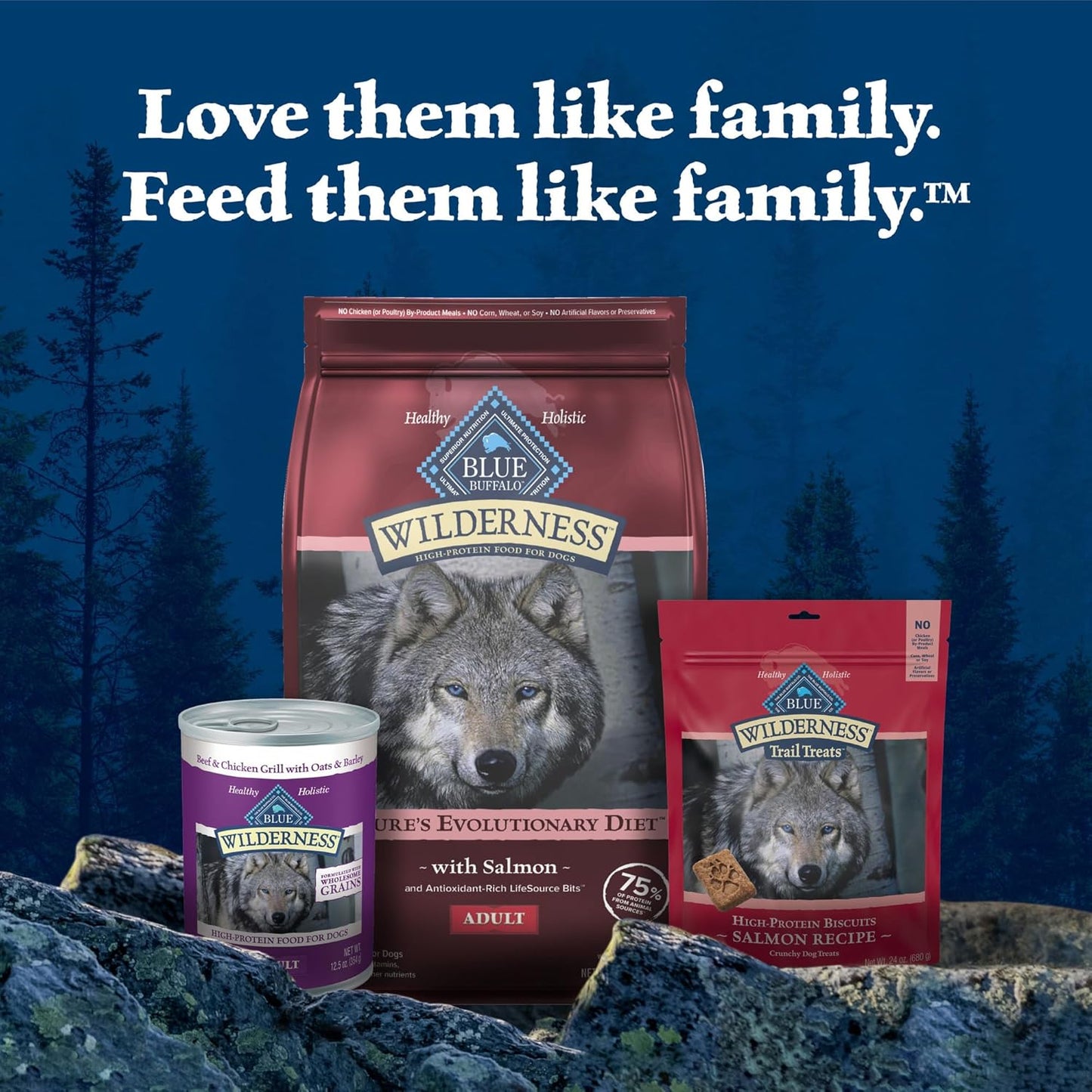 Blue Buffalo Wilderness High Protein Natural Adult Dry Dog Food Plus Wholesome Grains, Salmon 4.5 LB Bag