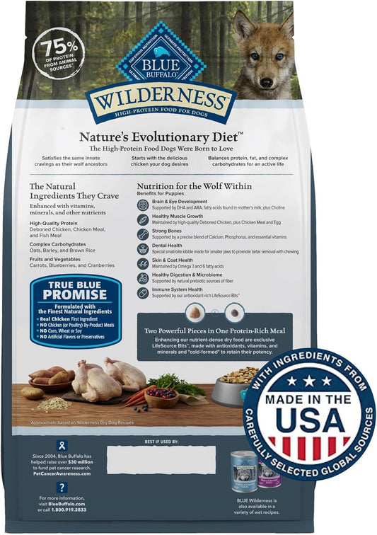 Blue Buffalo Wilderness High Protein Natural Puppy Dry Dog Food Plus Wholesome Grains, Chicken 4.5 lb Bag
