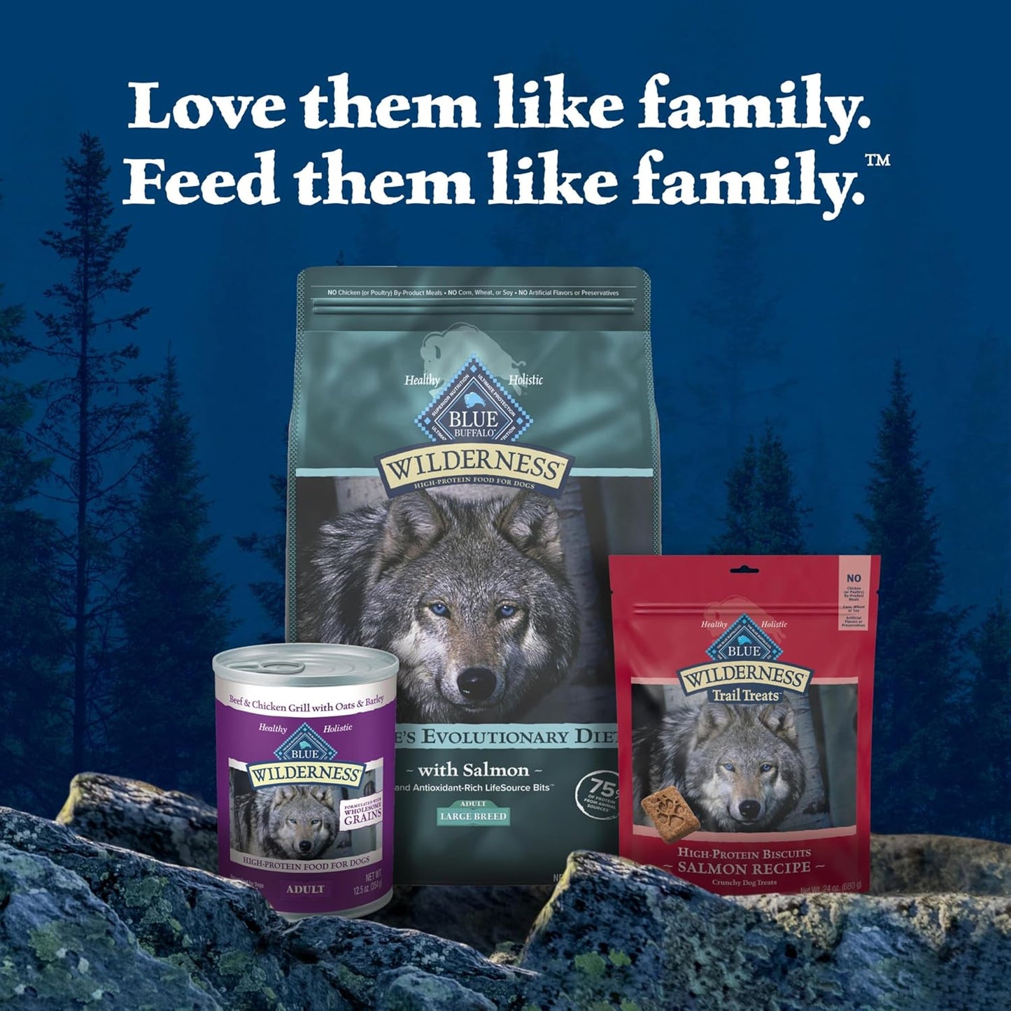 Blue Buffalo Wilderness High Protein Natural Large Breed Adult Dry Dog Food Plus Wholesome Grains, Salmon 28 LB Bag