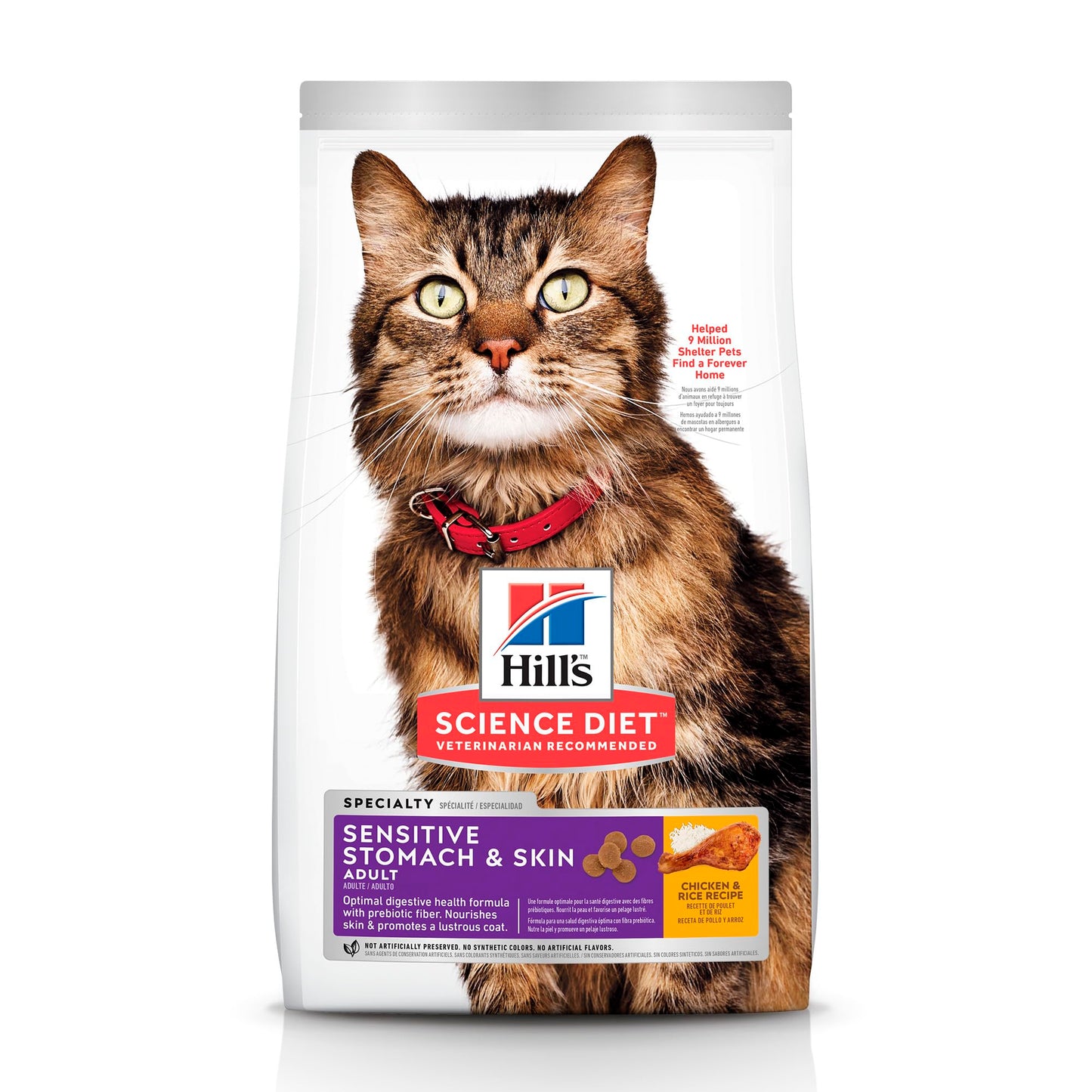 Hill's Science Diet Sensitive Skin & Stomach, alimento para Gato Adulto, Piel y estómago sensibles 3.2Kg