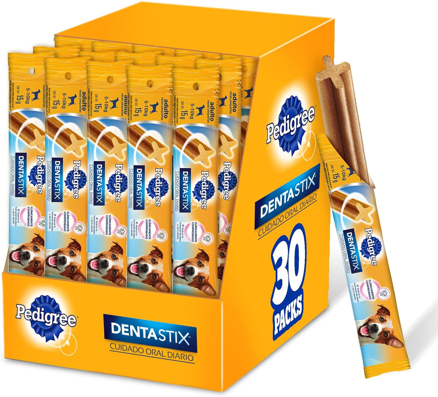 PEDIGREE - Snack para Perros Adultos Dentastix, Razas Pequeñas, Cuidado Oral, Pack de 30, 15 gr. c/u.