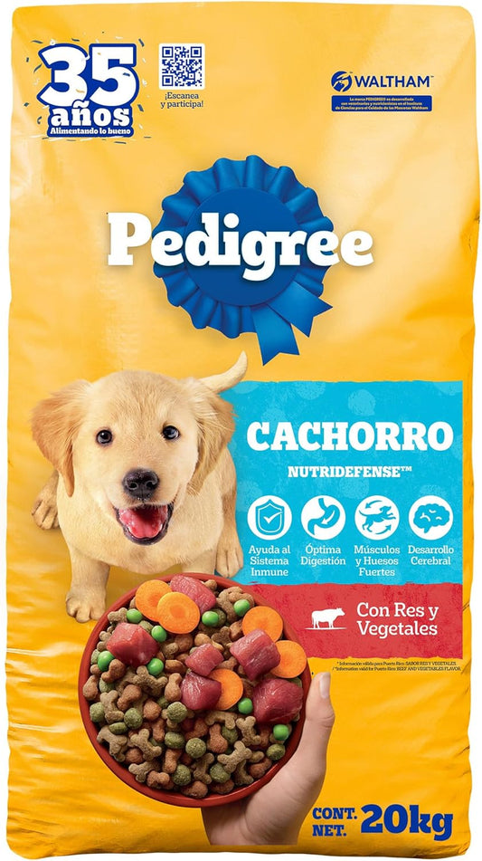 Pedigree - Alimento para Cachorros 20 kg, Etapa 2, con DHA, Prebióticos, Proteínas y Fibra