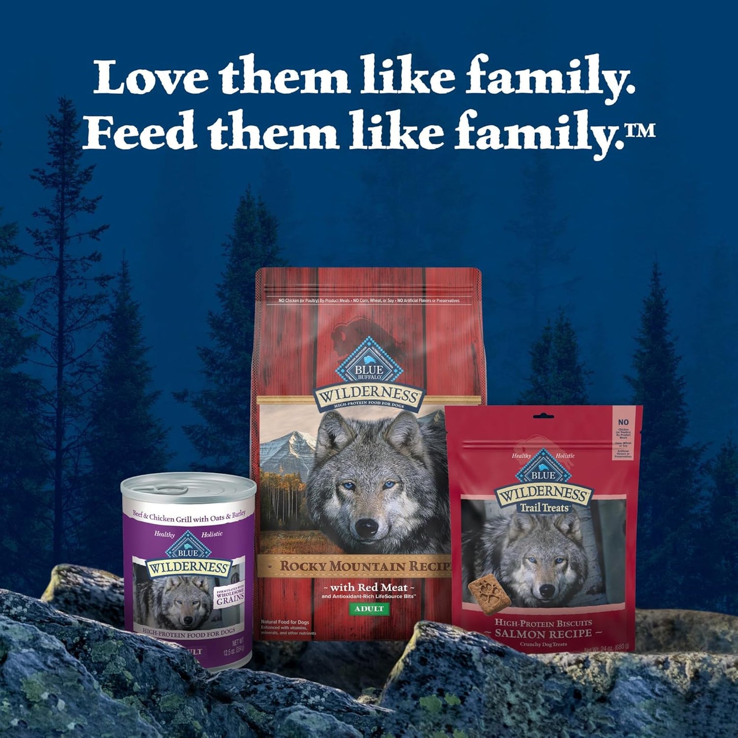 Blue Buffalo Wilderness Rocky Mountain Recipe High Protein Natural Adult Dry Dog Food, Red Meat with Grain 24 LB Bag