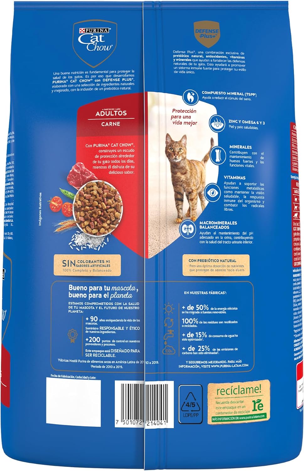 Purina Cat Chow Adulto Todos los Tamaños Sabor Carne 1.5Kg