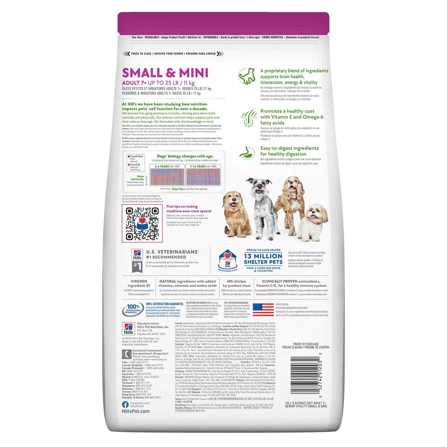 Hill's Science Diet Small & Mini Senior Vitality, Croquetas para Perro Senior Raza Pequeña Y Mini, Sabor Pollo Y Arroz 5.7Kg