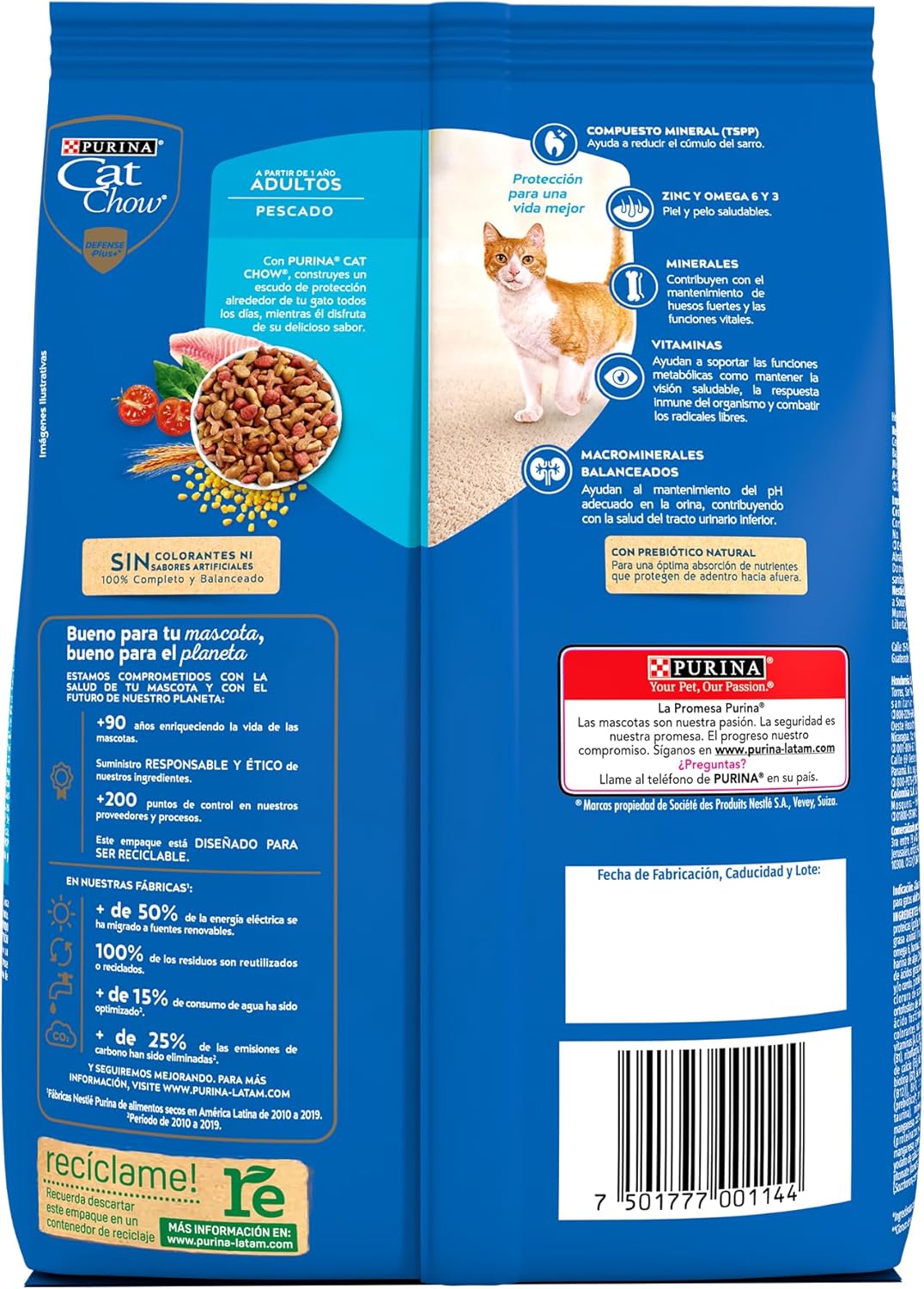 Purina Cat Chow Adulto Todos los Tamaños Sabor Pescado y Mariscos 500g