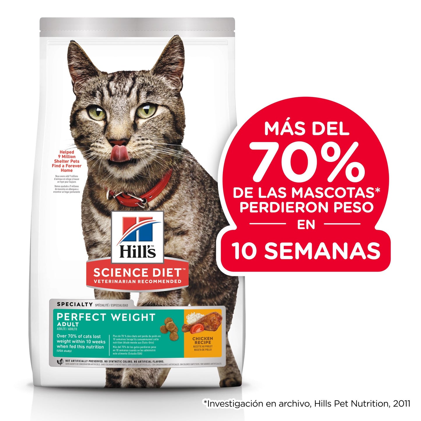 Hill's Science Diet Perfect Weight, Croquetas para Gato Adulto para Control De Peso, Sabor Pollo 1.4Kg