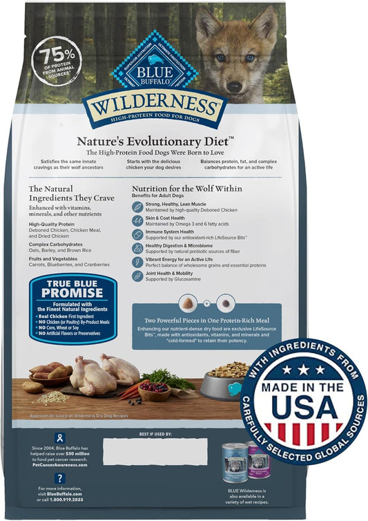 Blue Buffalo Wilderness High Protein Natural Puppy Dry Dog Food Plus Wholesome Grains, Chicken 13 lb Bag
