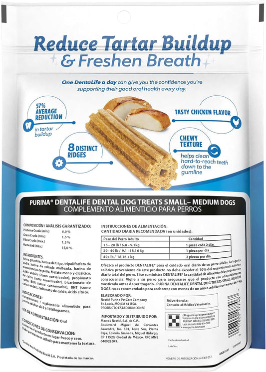 Purina Dentalife Snack Cuidado Oral Para Perros Adultos Raza Mini y Pequeña 198g