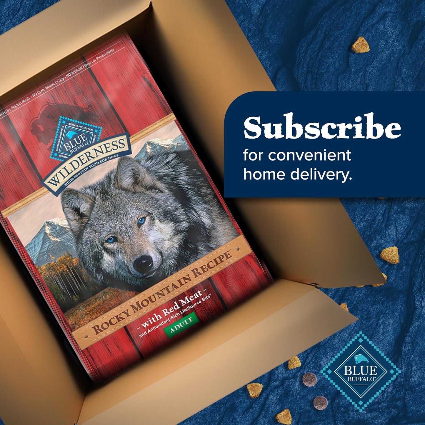 Blue Buffalo Wilderness Rocky Mountain Recipe High Protein Natural Adult Dry Dog Food, Red Meat with Grain 24 LB Bag