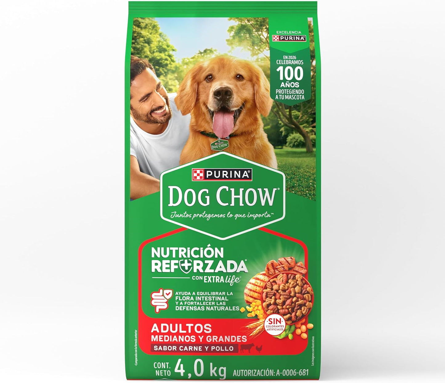 Purina Dog Chow Adulto Raza Mediana y Grande Sabor Carne y Pollo 4Kg