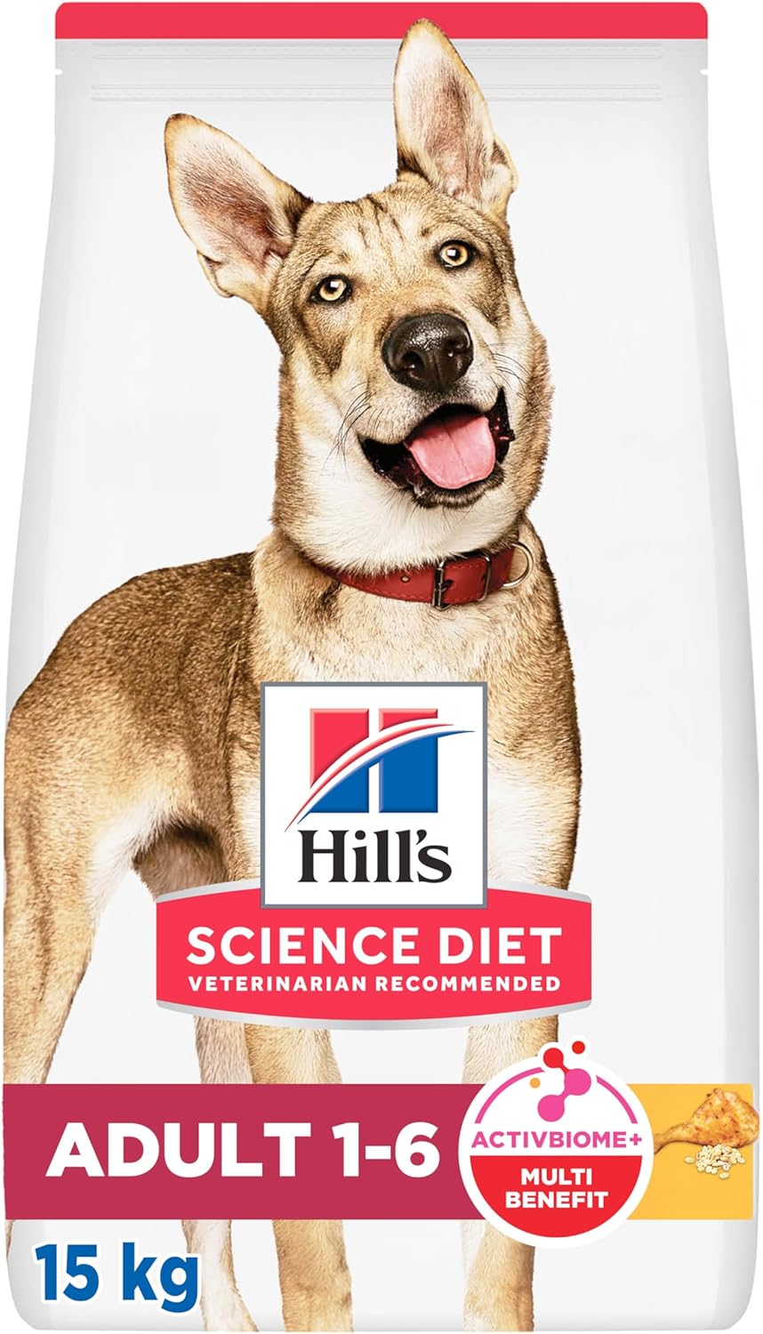 Hill's Science Diet, Croquetas para Perro Adulto Sabor Pollo 15 kg, Ayuda a Construir Las Bases para la Salud a Largo Plazo, Piel y Pelaje Sanos