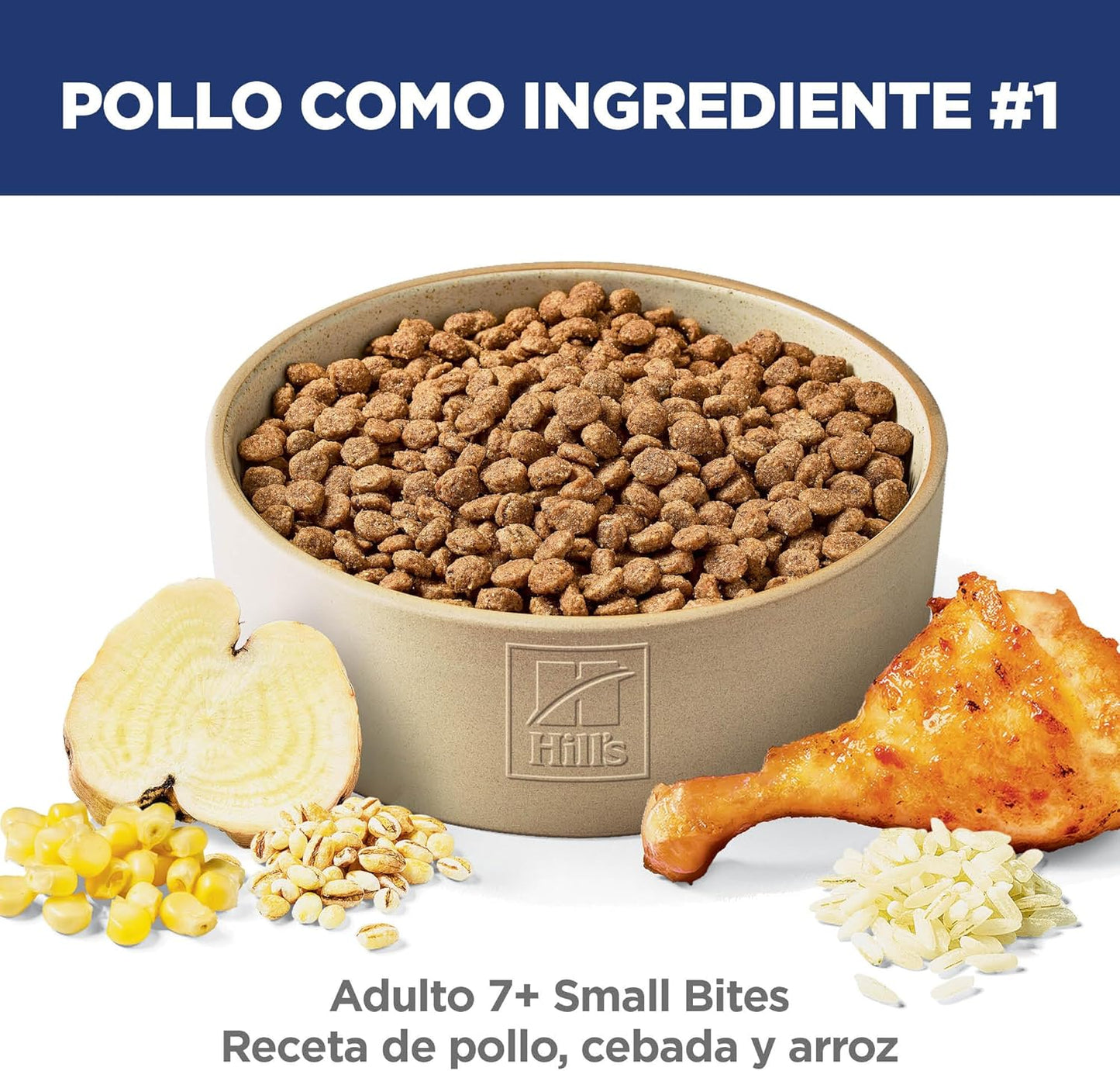 Hill's Science Diet Small Bites, Croquetas para Perro Senior 7+ Bocados Pequeños Sabor Pollo Y Arroz Integral 2Kg