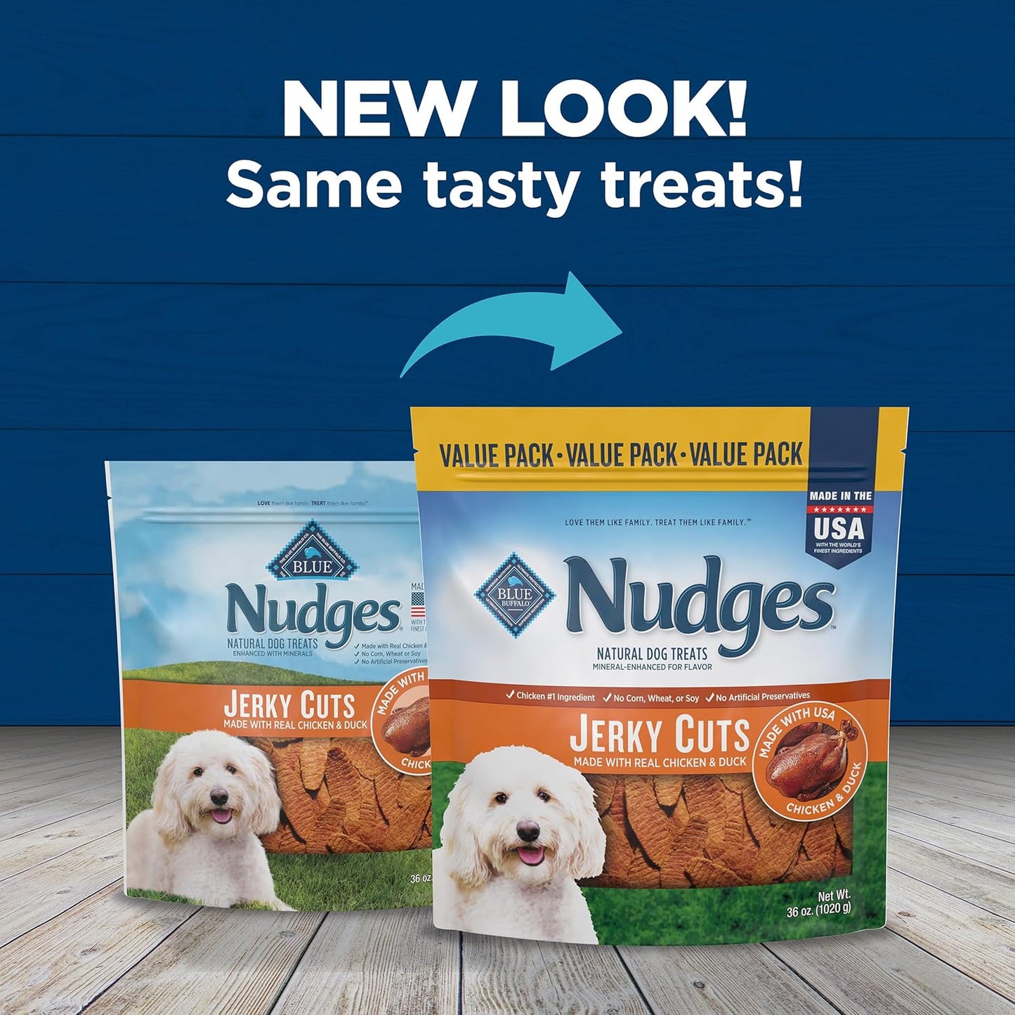 Blue Buffalo Nudges Jerky Cuts Natural Dog Treats, Chicken and Duck, 36oz